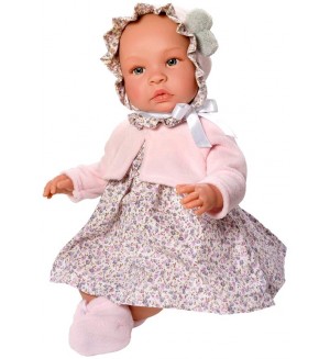 Кукла-бебе Asi - Лея, с рокля на цветя и розово наметало, 46 cm