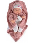 Кукла-бебе Moni - С пухкаво наметало с качулка и одеяло, 41 cm