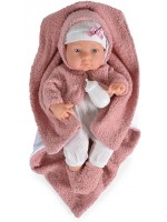 Кукла-бебе Moni - С пухкаво наметало с качулка и одеяло, 41 cm