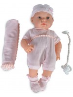 Кукла-бебе Moni - С розово одеялце и розова шапка, 41 cm