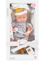 Кукла-бебе Moni - Със сини дрешки и синьо одеялце, 41 cm
