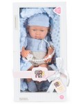 Кукла-бебе Moni - С розово одеялце и шапка на райе, 41 cm