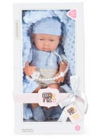 Кукла-бебе Moni - С розово одеялце и шапка на райе, 41 cm