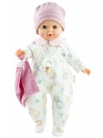 Кукла-бебе Paola Reina Alex y Sonia - Соня, с цяло боди, кърпичка и шапка, 36 cm