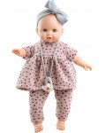 Кукла-бебе Paola Reina Alex y Sonya - Соня, с лилава туника и клин на точки, 36 cm
