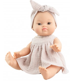 Кукла-бебе Paola Reina Los Gordis - Йохана, с рокля и тюрбан, 34 cm