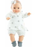 Кукла-бебе Paola Reina Manus - Лола, с блузка на звездички и лента за коса, 36 cm