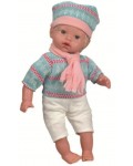 Кукла-бебе RS Toys - Момченце, с руса коса и синя шапка, 42 cm