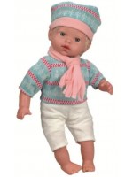 Кукла-бебе RS Toys - Момченце, с руса коса и синя шапка, 42 cm