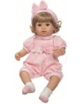 Кукла-бебе RS Toys - Момиченце с руса коса и розова панделка, 45 cm