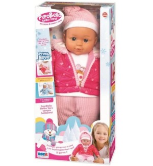 Кукла-бебе RS Toys - Със зимно розово облекло, 40 cm