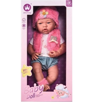 Кукла-бебе Wandalong Baby Doll - С розов тоалет, 41 cm