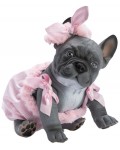 Кукла куче Asi Dolls Animal Reborn - Лили, френски булдог, с кариран гащеризон, 32 cm
