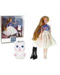 Кукла Lean Toys - Emily, с бяла пола и и бяло коте, 30 cm