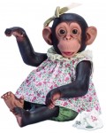 Кукла маймунка Asi Dolls Animal Reborn - Лола, с рокля на цветя и сатенена панделка, 32 cm