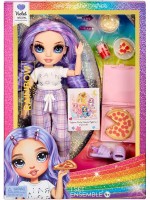 Кукла MGA Entertainment Rainbow High Junior High - Violet Willow, парти с пижама, 23 cm 