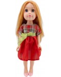 Кукла Moni Toys - Darling Doll, с червена рокля и рижава коса, 46 cm 