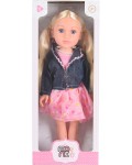 Кукла Moni Toys - Darling Doll, с розова рокля и дънково яке, 46 cm 