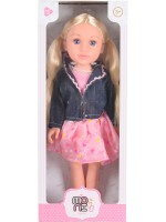 Кукла Moni Toys - Darling Doll, с розова рокля и дънково яке, 46 cm 