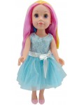 Кукла Moni Toys - Darling Doll, с цветна коса и синя рокля, 46 cm 