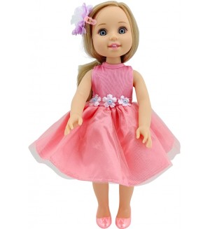Кукла Moni Toys - Fairy Doll, с розова рокля, гребен и шнола, 38 cm 