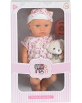 Кукла Moni Toys - Lovely Baby, с дрешки на цветя и аксесоари, 30 cm