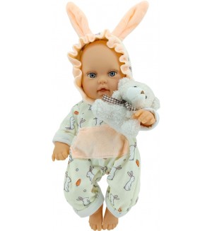 Кукла Moni Toys - Lovely Baby, с костюм на зайче и аксесоари, 30 cm