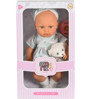 Кукла-бебе Moni Toys - Lovely Baby, с рокля и меченце, 30 cm