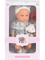 Кукла Moni Toys - Lovely Baby, със сива рокля и аксесоари, 30 cm