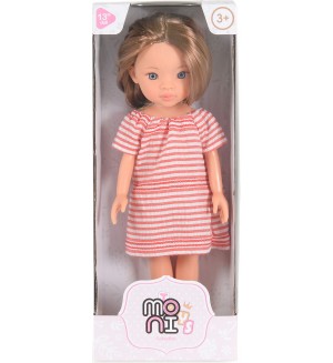 Кукла Moni Toys - Pretty Doll, с раирана рокля, 33 cm 
