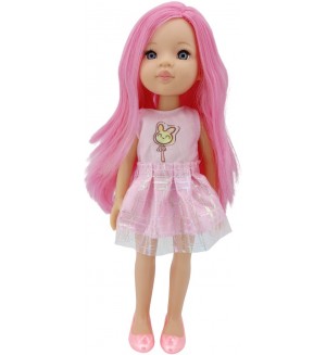 Кукла Moni Toys - Pretty Doll, с розова коса и рокля, 33 cm 