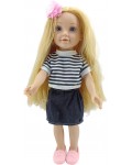 Кукла Moni Toys - Pretty Girl, с раирана тениска и дънкова пола, 46 cm