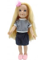 Кукла Moni Toys - Pretty Girl, с раирана тениска и дънкова пола, 46 cm