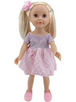 Кукла Moni Toys - Pretty Girl, с розова рокля и коса на две опашки, 46 cm