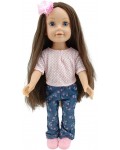 Кукла Moni Toys - Pretty Girl, с розова тениска и панталон на цветя, 46 cm