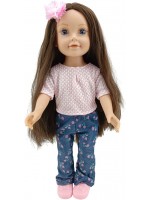 Кукла Moni Toys - Pretty Girl, с розова тениска и панталон на цветя, 46 cm
