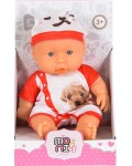Кукла Moni Toys - С червено-бяло боди и шапка, 20 cm 