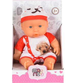 Кукла Moni Toys - С червено-бяло боди и шапка, 20 cm 