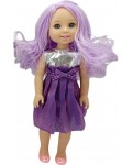 Кукла Moni Toys - С лилава коса и рокля, 38 cm 