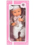 Кукла Moni Toys - С раирана блуза, биберон и шише, 36 cm 