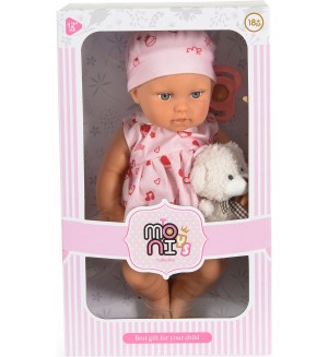 Кукла Moni Toys - С розова рокля и аксесоари, 30 cm 
