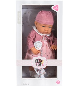Кукла Moni Toys - С розови дрешки и биберон, 41 cm 