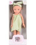 Кукла Moni Toys - Със зелена рокля на цветя и паднелка, 33 cm 