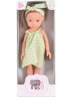 Кукла Moni Toys - Със зелена рокля на цветя и паднелка, 33 cm 