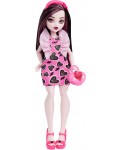 Кукла Monster High - Дракулора, с къса розова рокля на сърца, 27 cm