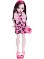 Кукла Monster High - Дракулора, с къса розова рокля на сърца, 27 cm