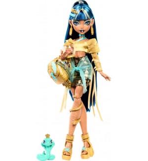 Кукла Monster High - Клео де Нил, с домашен любимец и аксесоари, 27 cm