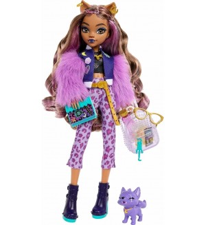 Кукла Monster High - Клодийн Улф, с домашен любимец и аксесоари, 27 cm