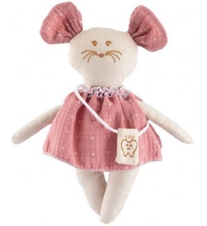 Кукла от плат Asi Dolls - Малката мишка Миси, с чанта за зъбче, 22 cm