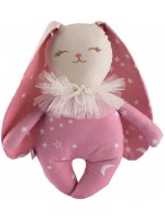 Кукла от плат Asi Dolls - Малкото зайче Оливия, розово с бели звезди, 34 cm